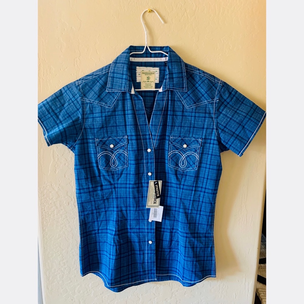 NWT PANHANDLE PEARL SNAP WOMENS TSHIRT BUTTON UP